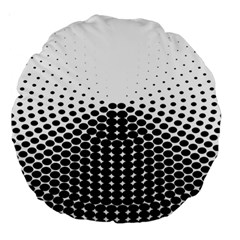 Black White Polkadots Line Polka Dots Large 18  Premium Round Cushions by Mariart