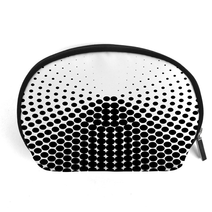 Black White Polkadots Line Polka Dots Accessory Pouches (Large) 