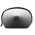 Black White Polkadots Line Polka Dots Accessory Pouches (Large)  Back