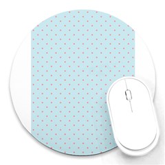 Blue Red Circle Polka Round Mousepads