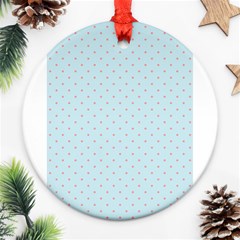 Blue Red Circle Polka Ornament (round)