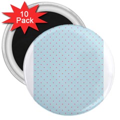 Blue Red Circle Polka 3  Magnets (10 Pack) 