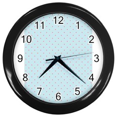 Blue Red Circle Polka Wall Clocks (black)