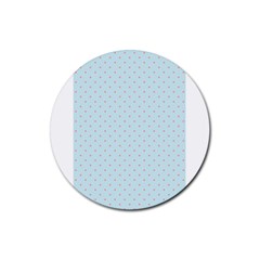 Blue Red Circle Polka Rubber Coaster (round) 