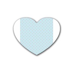 Blue Red Circle Polka Rubber Coaster (heart) 