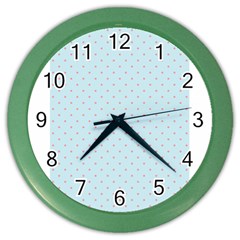 Blue Red Circle Polka Color Wall Clocks by Mariart