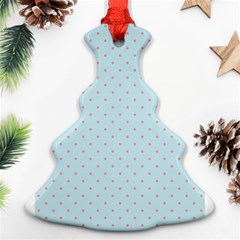 Blue Red Circle Polka Christmas Tree Ornament (two Sides)