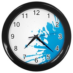 Blue Stain Spot Paint Wall Clocks (black)