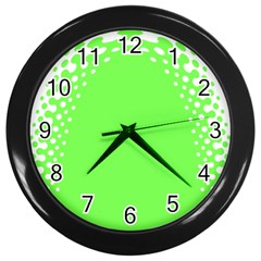 Bubble Polka Circle Green Wall Clocks (black) by Mariart