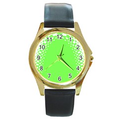 Bubble Polka Circle Green Round Gold Metal Watch