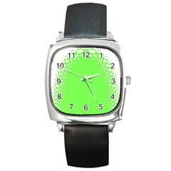 Bubble Polka Circle Green Square Metal Watch