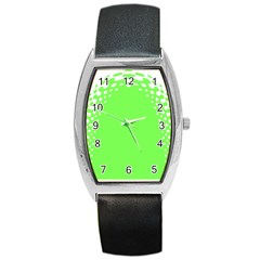 Bubble Polka Circle Green Barrel Style Metal Watch