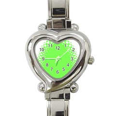 Bubble Polka Circle Green Heart Italian Charm Watch by Mariart