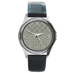 Circles Grey Polka Round Metal Watch by Mariart