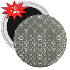 Circles Grey Polka 3  Magnets (10 Pack) 