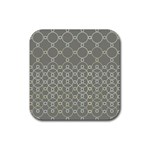 Circles Grey Polka Rubber Coaster (Square)  Front