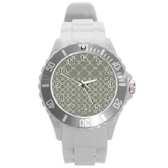 Circles Grey Polka Round Plastic Sport Watch (l) by Mariart