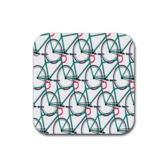 Bicycle Cycling Bike Green Sport Rubber Coaster (square)  by Mariart