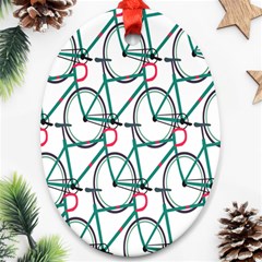 Bicycle Cycling Bike Green Sport Oval Ornament (two Sides) by Mariart