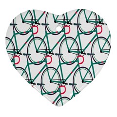 Bicycle Cycling Bike Green Sport Heart Ornament (two Sides) by Mariart