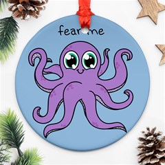 Colorful Cartoon Octopuses Pattern Fear Animals Sea Purple Ornament (round) by Mariart