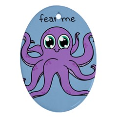 Colorful Cartoon Octopuses Pattern Fear Animals Sea Purple Ornament (oval) by Mariart