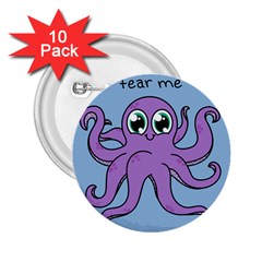 Colorful Cartoon Octopuses Pattern Fear Animals Sea Purple 2 25  Buttons (10 Pack)  by Mariart