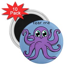 Colorful Cartoon Octopuses Pattern Fear Animals Sea Purple 2 25  Magnets (10 Pack)  by Mariart