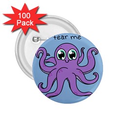 Colorful Cartoon Octopuses Pattern Fear Animals Sea Purple 2 25  Buttons (100 Pack) 