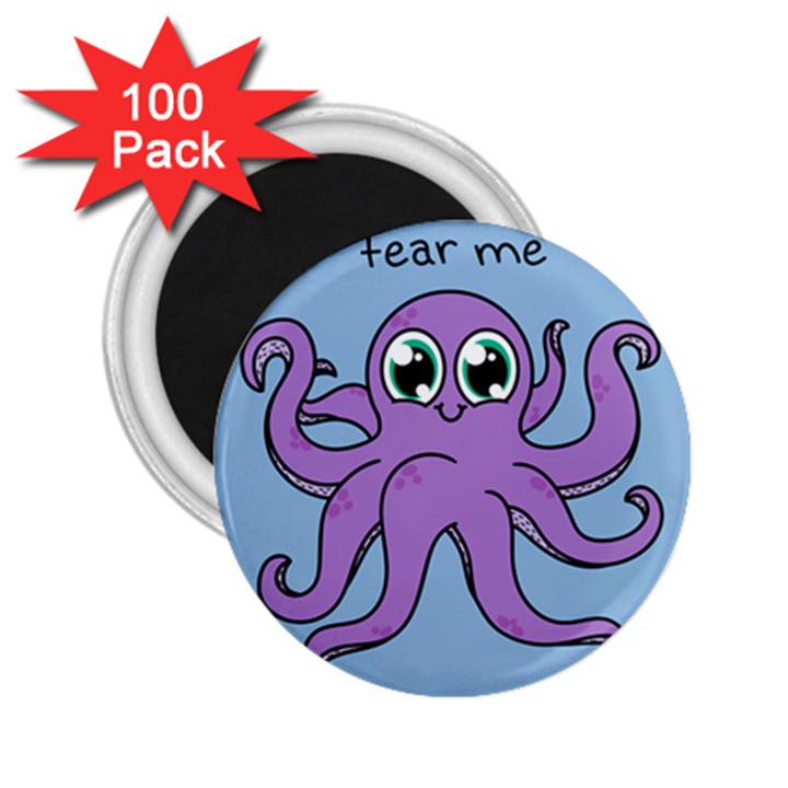 Colorful Cartoon Octopuses Pattern Fear Animals Sea Purple 2.25  Magnets (100 pack) 