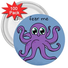 Colorful Cartoon Octopuses Pattern Fear Animals Sea Purple 3  Buttons (100 Pack)  by Mariart