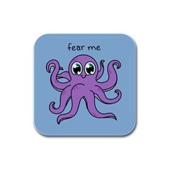 Colorful Cartoon Octopuses Pattern Fear Animals Sea Purple Rubber Square Coaster (4 Pack) 