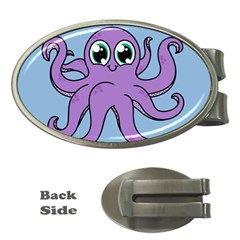 Colorful Cartoon Octopuses Pattern Fear Animals Sea Purple Money Clips (oval) 