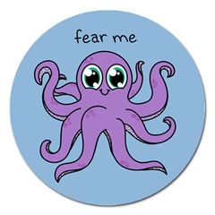 Colorful Cartoon Octopuses Pattern Fear Animals Sea Purple Magnet 5  (round) by Mariart