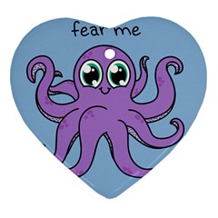 Colorful Cartoon Octopuses Pattern Fear Animals Sea Purple Heart Ornament (two Sides) by Mariart