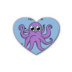 Colorful Cartoon Octopuses Pattern Fear Animals Sea Purple Rubber Coaster (heart) 