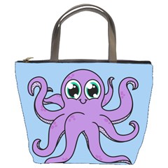 Colorful Cartoon Octopuses Pattern Fear Animals Sea Purple Bucket Bags by Mariart