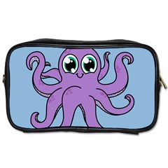 Colorful Cartoon Octopuses Pattern Fear Animals Sea Purple Toiletries Bags 2-side