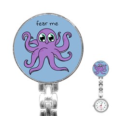 Colorful Cartoon Octopuses Pattern Fear Animals Sea Purple Stainless Steel Nurses Watch by Mariart