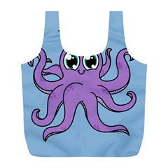 Colorful Cartoon Octopuses Pattern Fear Animals Sea Purple Full Print Recycle Bags (l) 