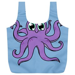 Colorful Cartoon Octopuses Pattern Fear Animals Sea Purple Full Print Recycle Bags (l) 