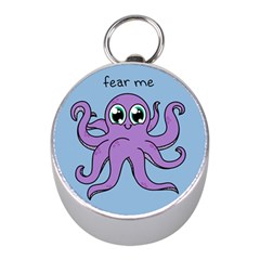 Colorful Cartoon Octopuses Pattern Fear Animals Sea Purple Mini Silver Compasses by Mariart