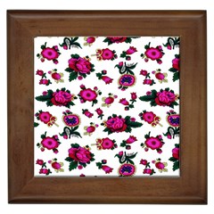 Crown Red Flower Floral Calm Rose Sunflower White Framed Tiles by Mariart