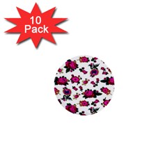 Crown Red Flower Floral Calm Rose Sunflower White 1  Mini Buttons (10 Pack)  by Mariart