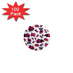 Crown Red Flower Floral Calm Rose Sunflower White 1  Mini Magnets (100 Pack)  by Mariart