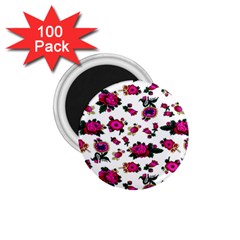 Crown Red Flower Floral Calm Rose Sunflower White 1 75  Magnets (100 Pack)  by Mariart