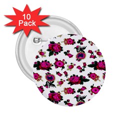 Crown Red Flower Floral Calm Rose Sunflower White 2 25  Buttons (10 Pack) 