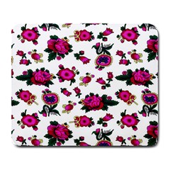 Crown Red Flower Floral Calm Rose Sunflower White Large Mousepads by Mariart