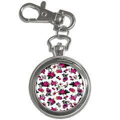 Crown Red Flower Floral Calm Rose Sunflower White Key Chain Watches by Mariart