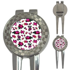 Crown Red Flower Floral Calm Rose Sunflower White 3-in-1 Golf Divots by Mariart